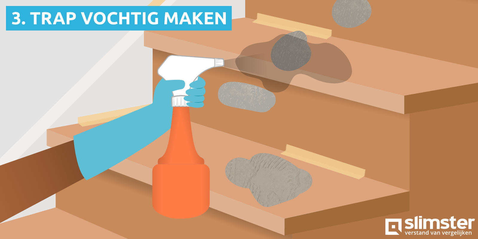 lijmresten trap vochtig maken