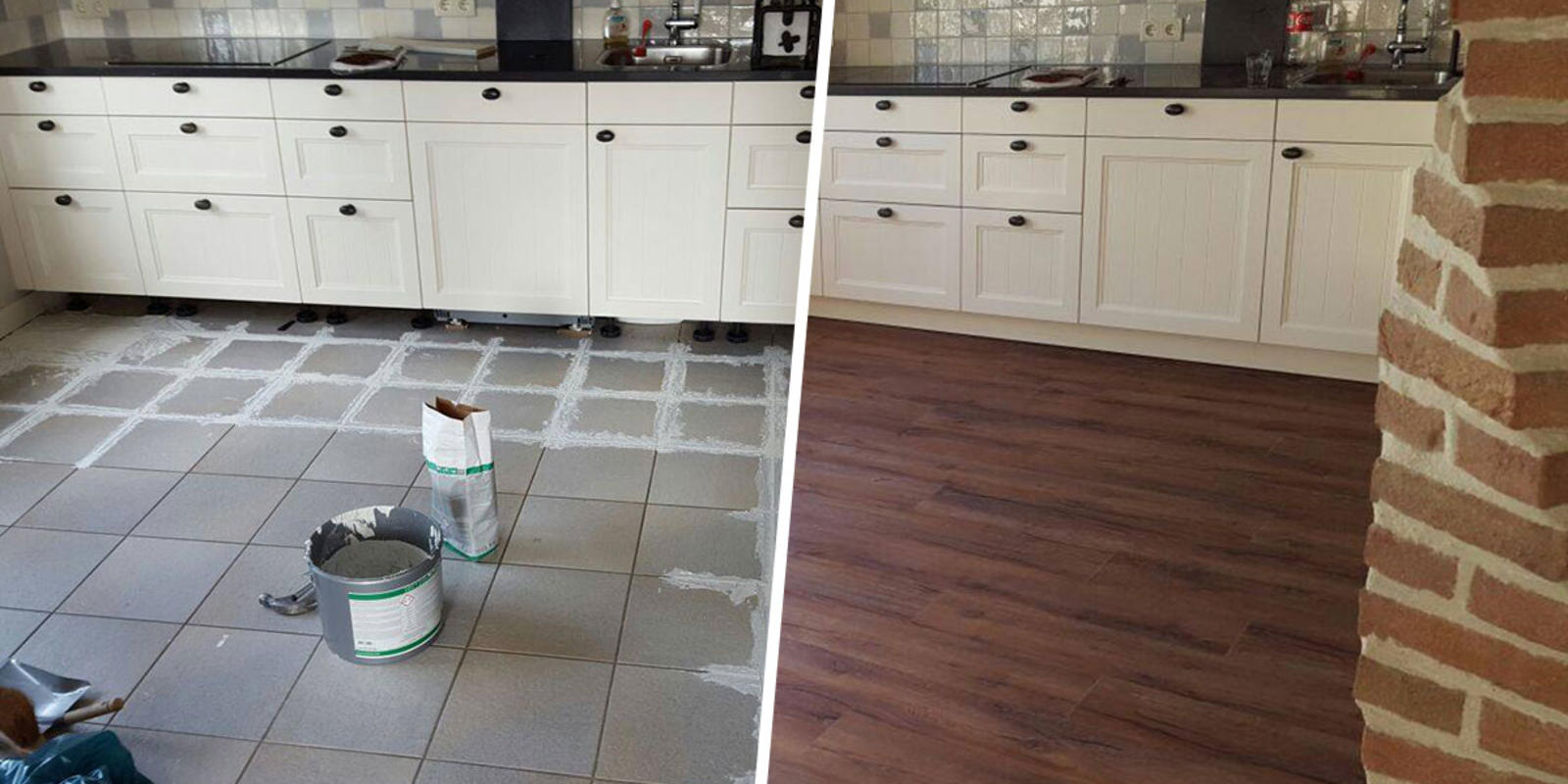 pvc vloer over tegels