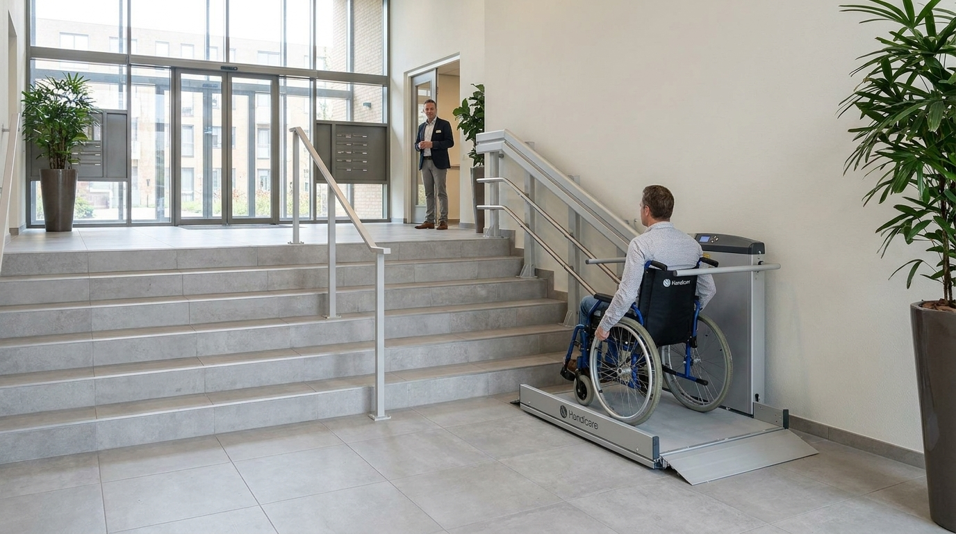 plateaulift in appartementencomplex of openbare ruimte